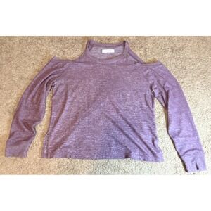Lucky Brand Sweater Women's Medium Peek A Boo Shoulder Mauve Soft Comfortable